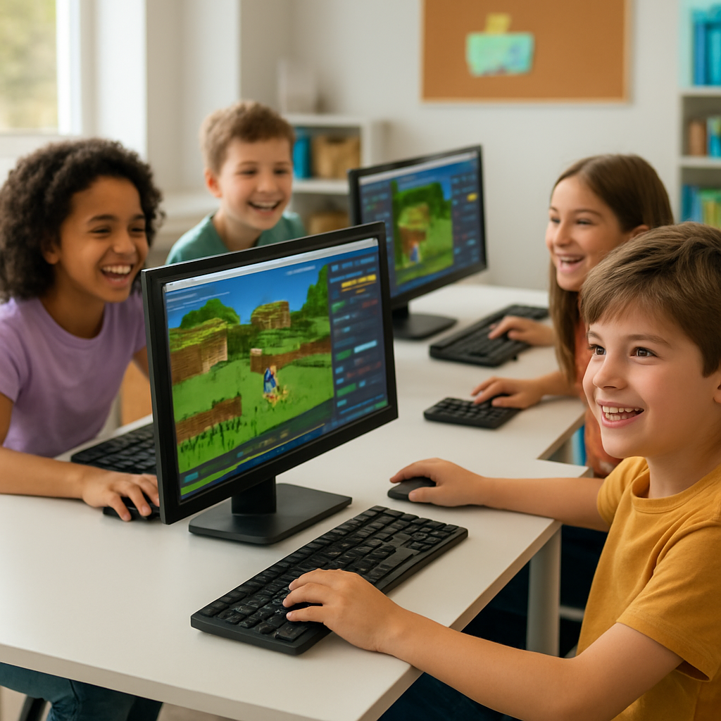 Kids learning Minecraft modding and Java programming at Kids Coding Camp Hicksville